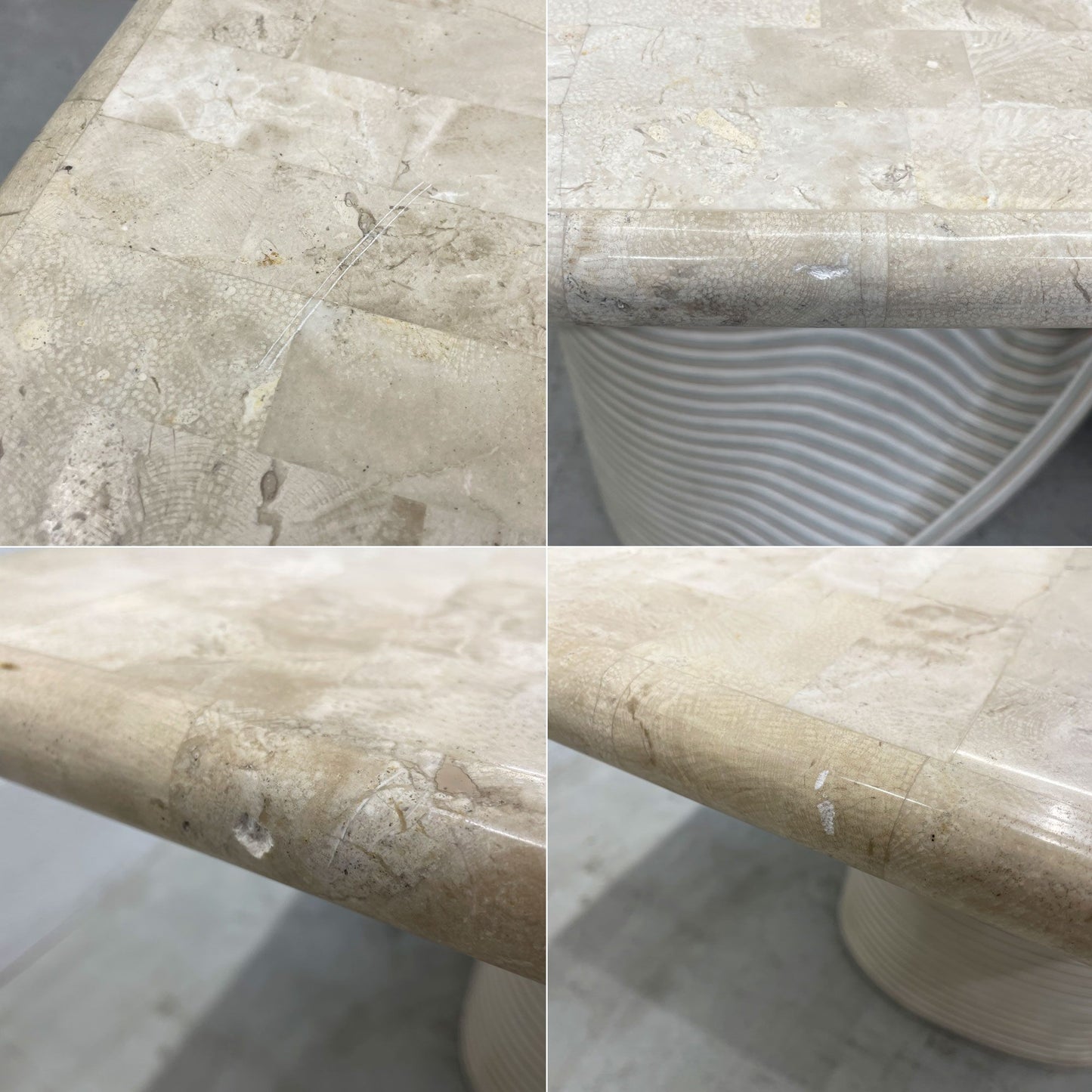 ベティコボンプエ Betty Cobonpue スカルプチャー ダイニングテーブル Scultura DINING TABLE 天然石天板 ラタン脚 モビリア取り扱い 80年代 〓