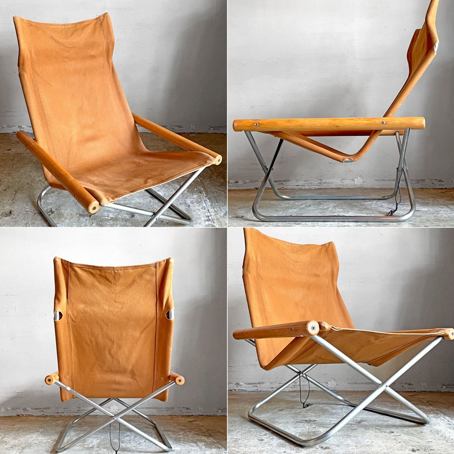 ニーチェア エックス NY chair X フォールディングチェア 折り畳みチェア ラウンジチェア キャメル ナチュラル ビーチ材 新居猛 MoMA 藤栄 定価￥59,400- ■