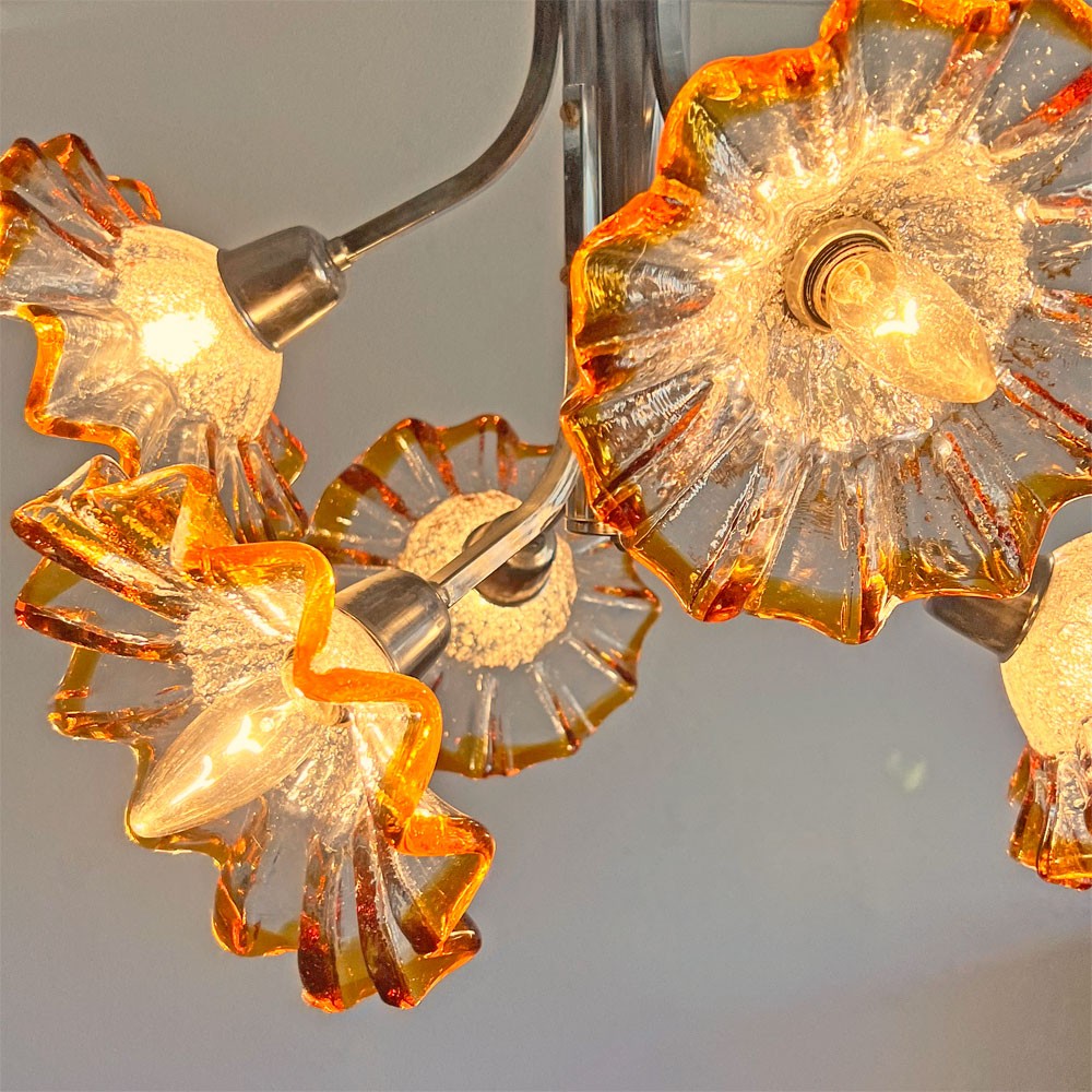 UKビンテージ ガラスシェード 6灯 ペンダントライト アンティーク フリルガラス Lioyd’s Antiques取り扱い 要電気工事 〓