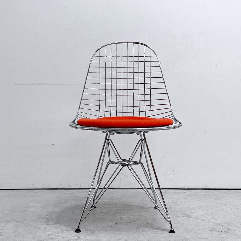 ヴィトラ vitra ワイヤーチェア Eames Wire Chair DKR5 エッフェルベース シートパッド付 レッドカラー C&R イームズ ミッドセンチュリー ●