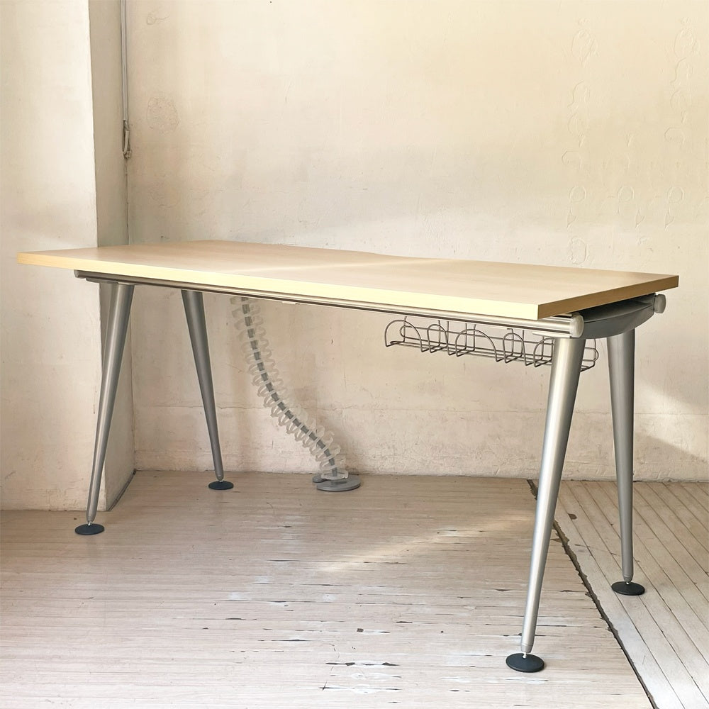 ハーマンミラー Herman Miller アバックエンバイロメンツ ABAK ミーティングテーブル デスク W140cm ナチュラルカラー ケーブルスパイン付 ティム・ウォレス ★