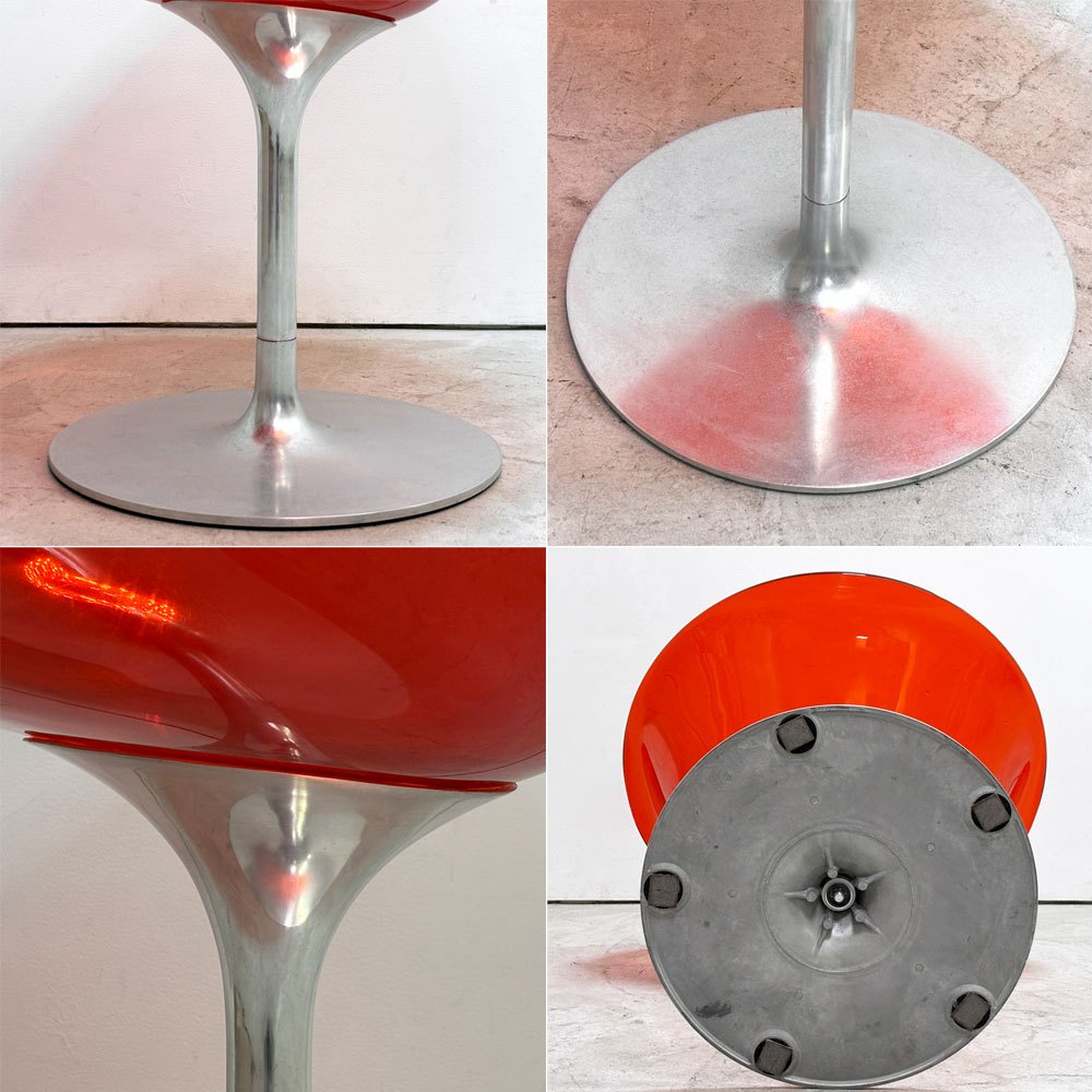 カルテル Kartell エロエス ERO S ダイニングチェア 1本脚 回転式 フィリップスタルク Philippe Starck スペースエイジ イタリアンモダン オレンジレッド ●