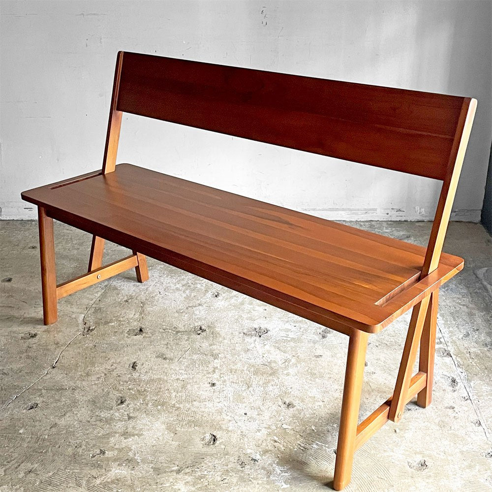 スキャンティーク SCANTEAK デュオ Duo スイベルベンチ チーク無垢材 背もたれ可動式 クッション付き W120cm ■