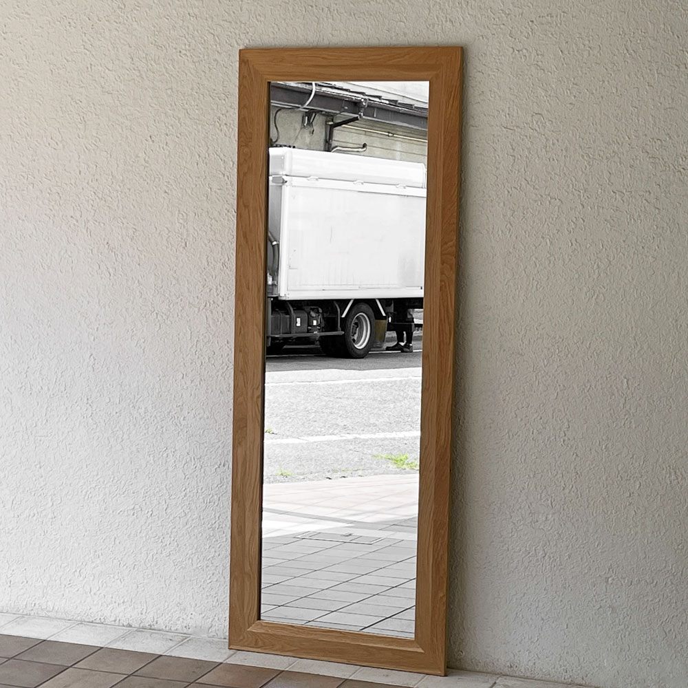 高野木工 TAKANO MOKKOU プレーンミラー PLANE MIRROR 69MEDIUM WHITE OAK オーク無垢材 姿見 全身鏡 H180cm ナチュラデザイン 定価￥66,000- ◇