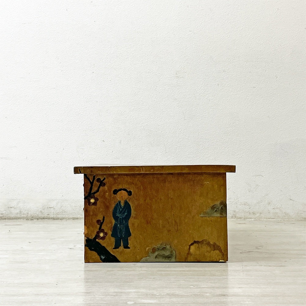 ジャパンビンテージ Japan Vintage 文机 座卓 ローテーブル 木製 抽斗3杯 木味 古家具 ●