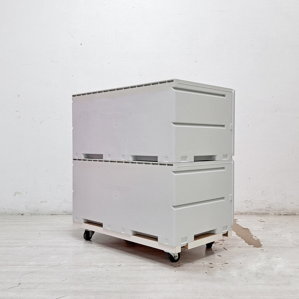 タッパーウェア Tupperware スーパーチェスト ワイド Super chest Wide 引出1段 オレンジ 2段セット 専用カート付 ●