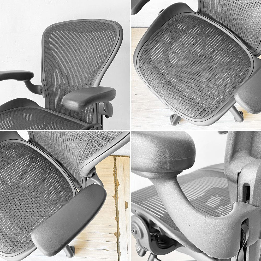 ハーマンミラー Herman Miller アーロンチェア クラシック Bサイズ ポスチャーフィット フル装備 グラファイトベース デスクチェア オフィスチェア ★