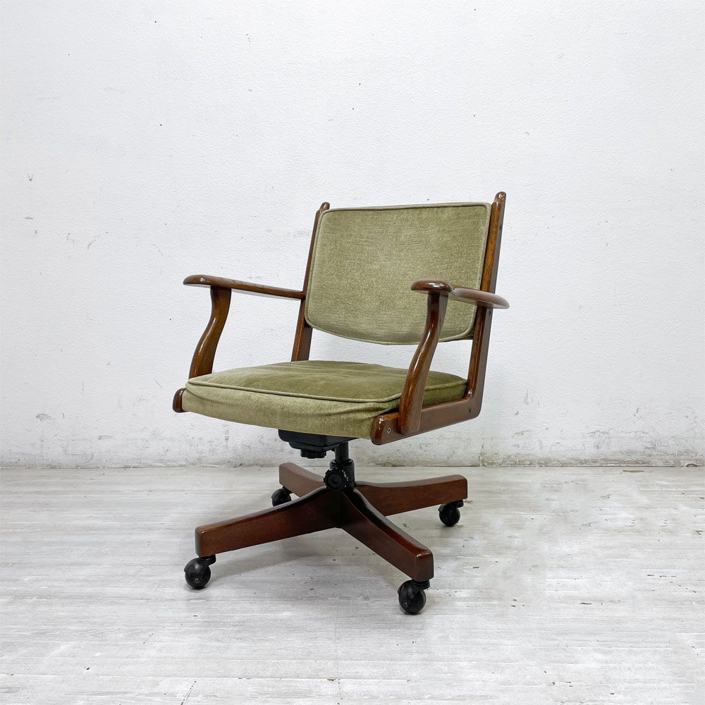 カリモク karimoku コロニアル デスクチェア 木製書斎椅子 リクライニング キャスター付き  ●