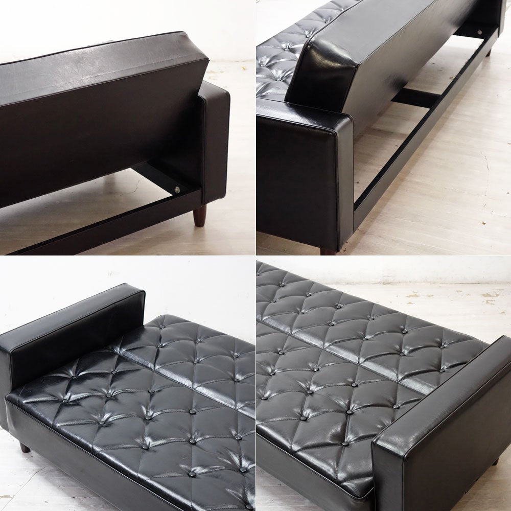 カリモク60 karimoku スリーピングソファ スタンダードブラック ソファベッド レザー ブナ材 ジャパニーズミッドセンチュリー ●