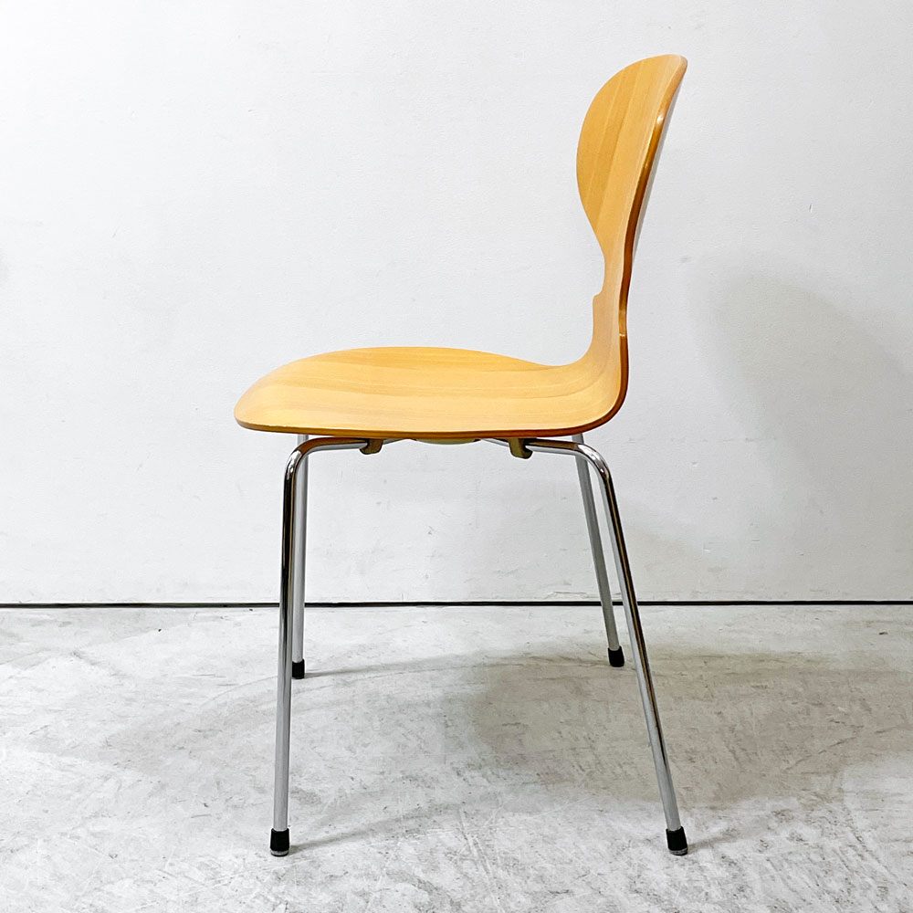 フリッツハンセン Fritz Hansen アントチェア 4本脚 ナチュラルビーチ ラッカー アルネ・ヤコブセン 北欧家具 C ●