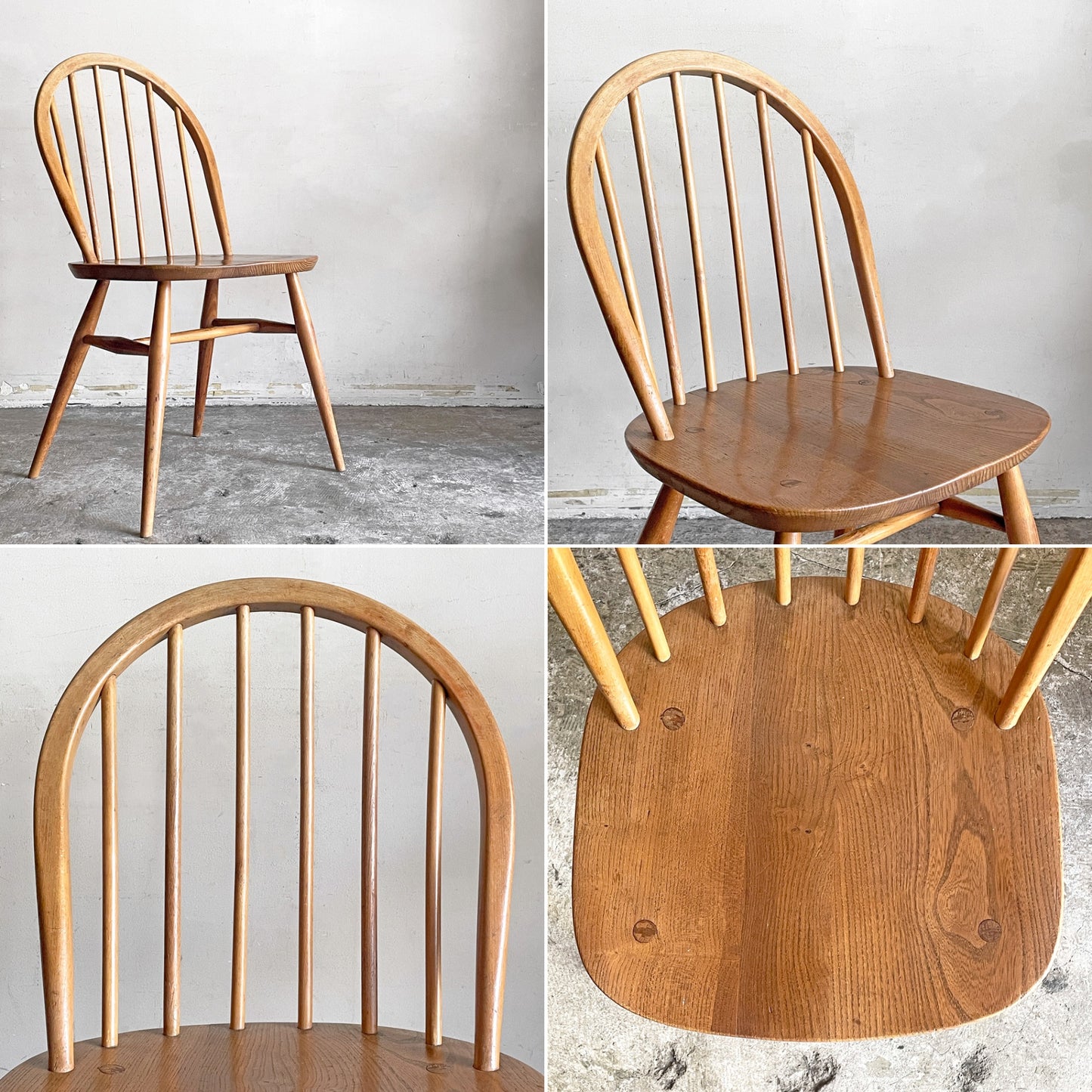 アーコール Ercol フープバックチェア ダイニングチェア スポークバック エルム材 カイトマーク有り 60's UKビンテージ vintage 英国家具 ■