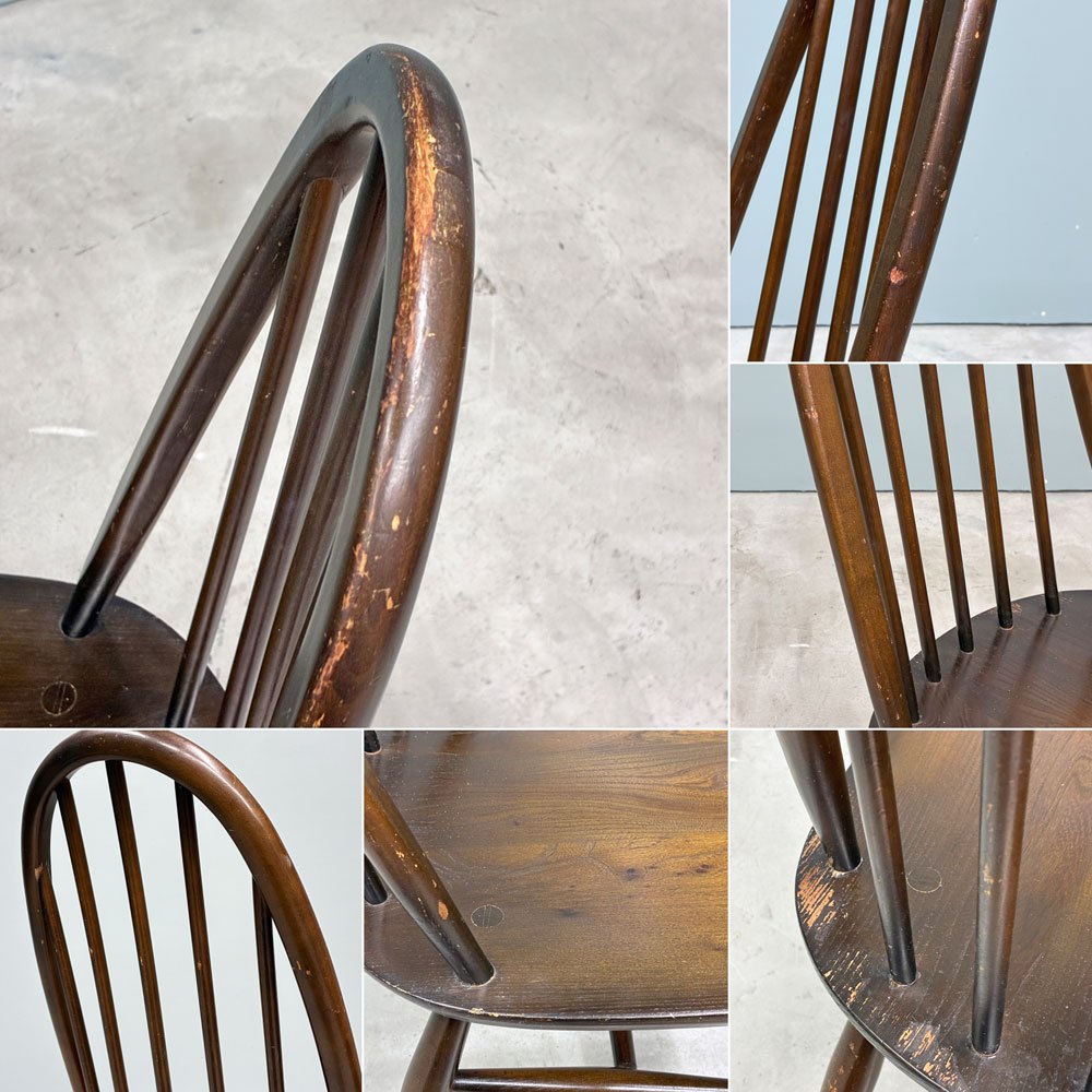 アーコール Ercol クエーカーチェア ダイニングチェア ハイバック オールドコロニアル ブラウン エルム材 × ビーチ材 UKビンテージ 英国家具 ◎