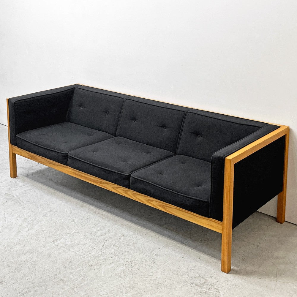 ハーマンミラー Herman Miller ネルソンキューブ 3pソファ Nelson Cube Sofa オーク無垢材 ファブリック ブラック ジョージネルソン George Nelson ●