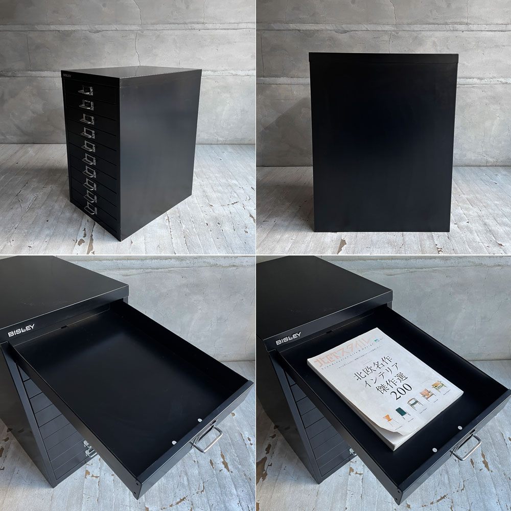 ビスレー BISLEY ベーシック BASICシリーズ BA3/10 A3 キャビネット デスクワゴン 抽斗10杯 ブラック オフィス家具 英国 ♪