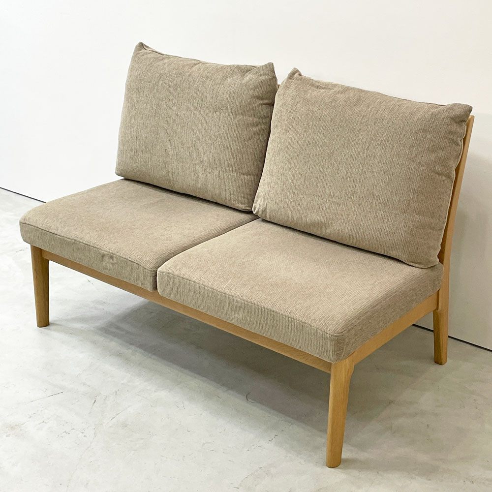 浜本工芸 L-6500 リビングチェア 2Pソファ ナラ材 ファブリックシート カバーリング W116cm 国産家具 ●