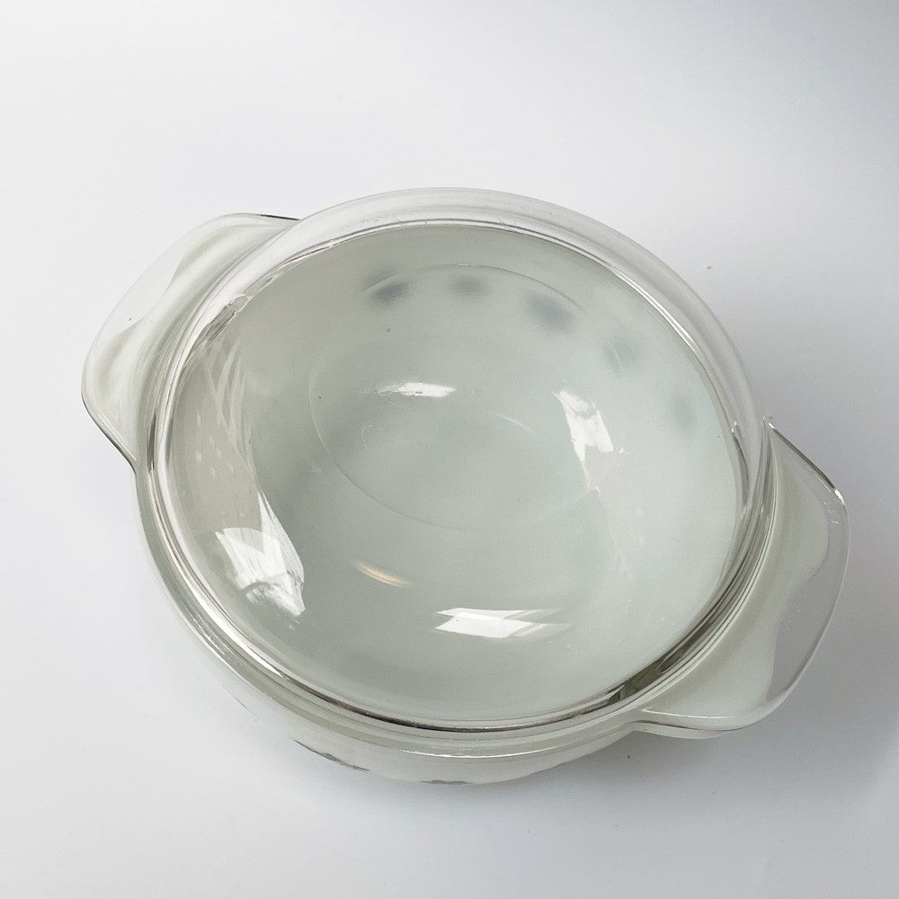 パイレックス Pyrex スノーフレーク ガーランド Snowflake キャセロール 蓋付 ミルクガラス ガラス イギリス JAJ製 オールドパイレックス ビンテージ ■