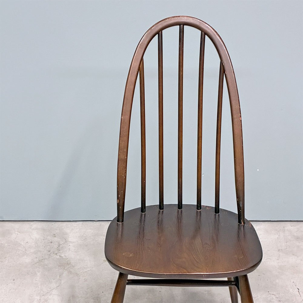 アーコール Ercol クエーカーチェア ダイニングチェア ハイバック オールドコロニアル ブラウン エルム材 × ビーチ材 UKビンテージ 英国家具 ◎
