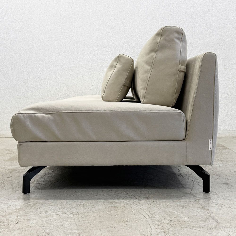 リラックスフォーム RELAXFORM グラシエーロ GLACIERO 3人掛けソファ W188cm プライムレザーテックス プラチナグレー 関家具 定価￥113,000- C 〓