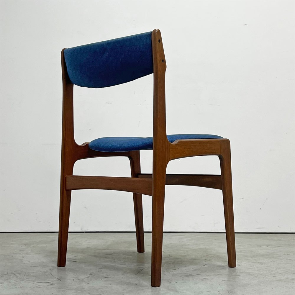 アンダーストルップ Anderstrup Mobelfabrik ダイニングチェア チーク材 ファブリックシート ネイビー系 エリック・バック Erik Buch デンマーク ビンテージ 北欧家具 B ●