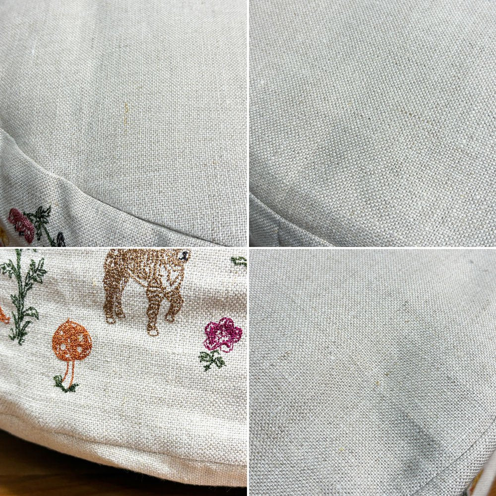 コーラルアンドタスク x オルネコ Coral & Tusk x Orneko ラウンドネコベッド Secret garden 50×50cm クッション リネン カバーリング 刺繍 ●