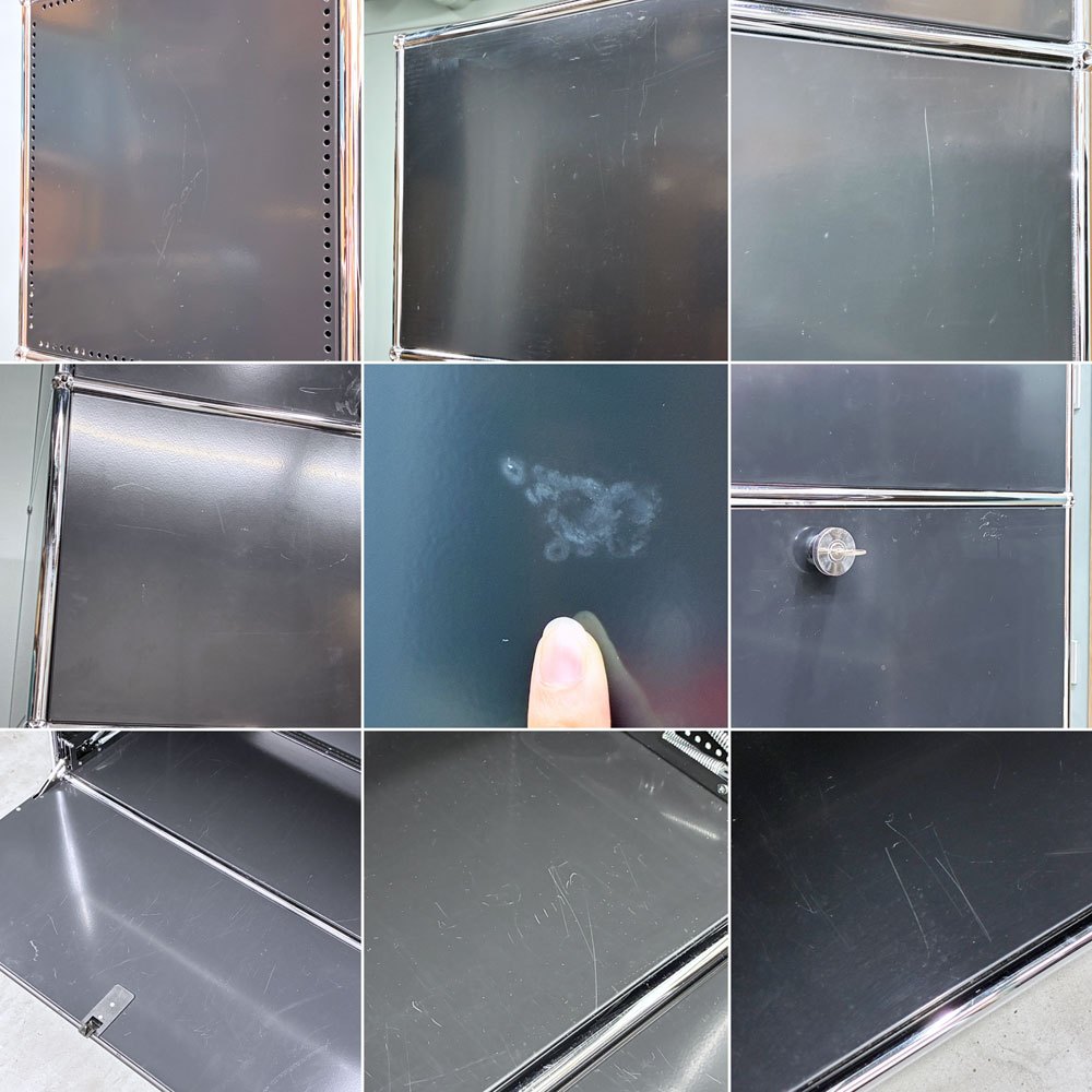 ユーエスエムハラー USMハラー USM Haller キャビネット シェルフ 1列5段 グラファイトブラック ドロップダウンドア フリップアップドア 鍵付き モダン スイス ◎