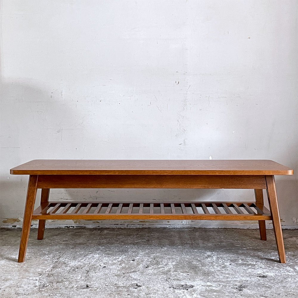 パシフィックファニチャーサービス PACIFIC FURNITURE SERVICE ローテーブル DH TEA TABLE WITH SHELF Lサイズ ダークブラウン ナラ材 P.F.S ■