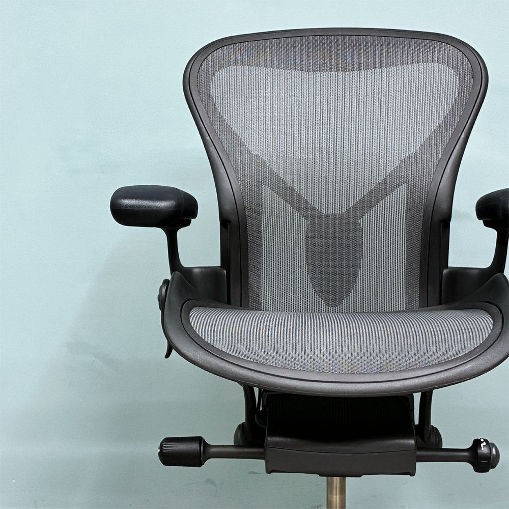 ハーマンミラー Herman Miller アーロンチェア デスクチェア リマスタード ライト Aサイズ グラファイトベース ビル・スタンフ ＆ ドン・チャドウィック ポスチャーフィット ◎