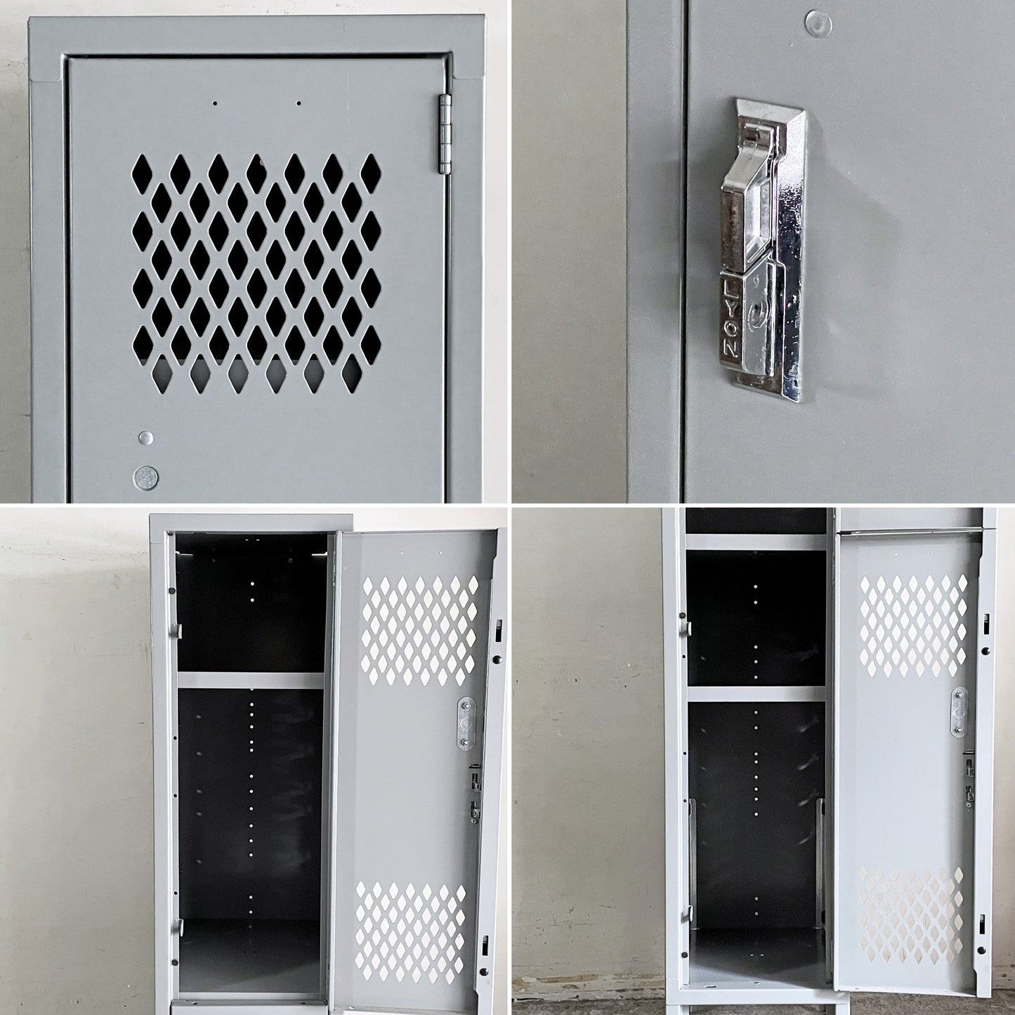 リオン LYON 2段スチールロッカー 2-TIER LOCKER ダイヤカット RECESSED HANDLE ダヴグレー dove gray インダストリアル P.F.S取扱 ■