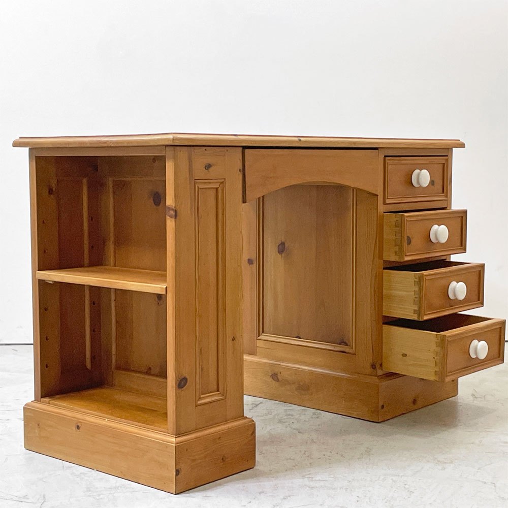 ペニーワイズ THE PENNY WISE パイン材 5ドロワー デスク 棚板1段 カントリースタイル ナチュラル ●