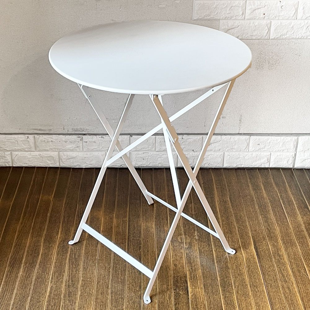 フェルモブ Fermob ビストロ BISTRO ラウンドテーブル ROUND TABLE 60 フォールディング ガーデンテーブル ホワイト Φ60cm 折りたたみ フランス 定価￥39,600- グライズ欠品 ◎