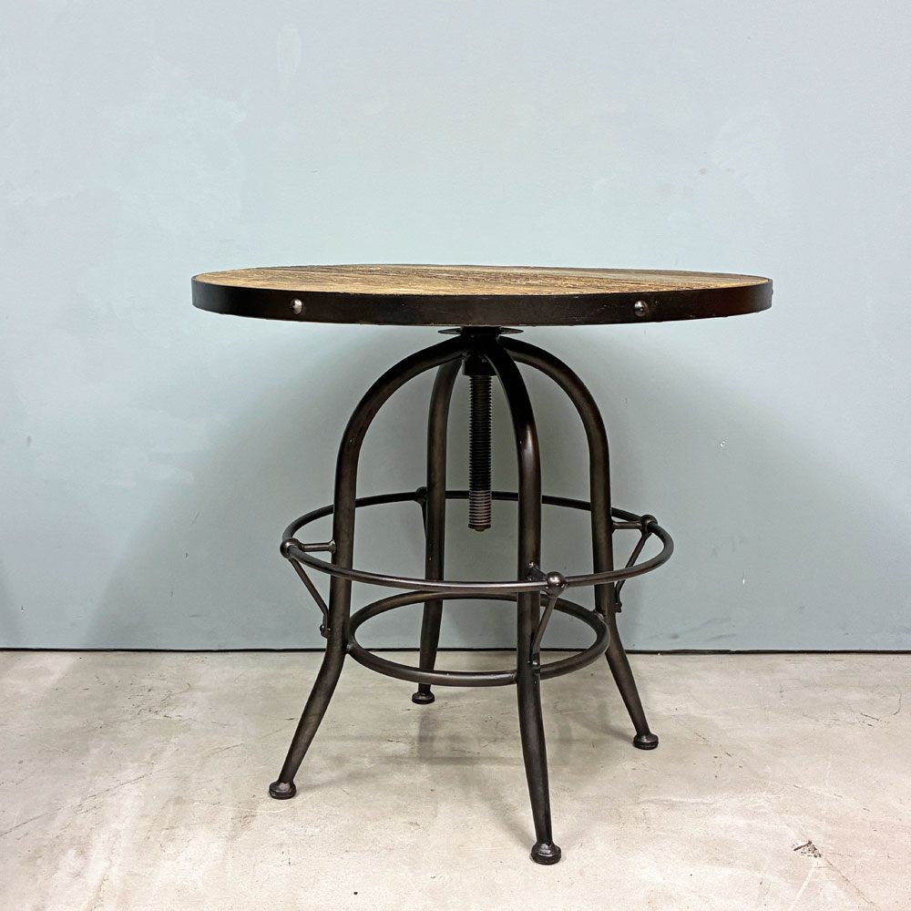 クラッシュゲート CRASH GATE ノットアンティークス Knot antiques バッカス BACCHUS サークルテーブル Φ65 昇降式 ニレ古材 アイアン ◎