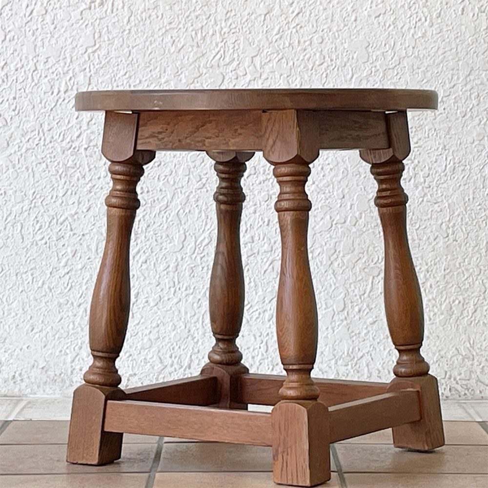 ビンテージ オーク無垢材 サイドテーブル クラシカルデザイン カントリースタイル ◇