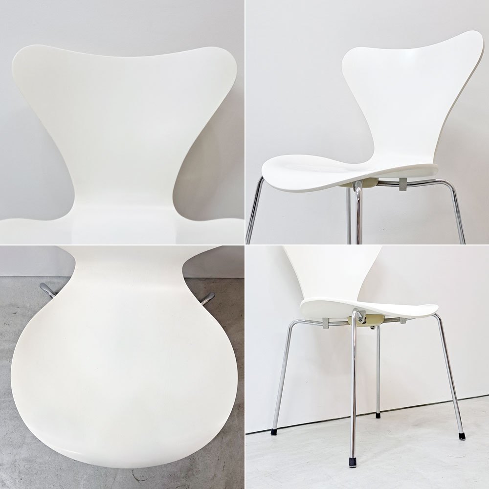 フリッツハンセン Fritz Hansen 3107 セブンチェア ホワイト ラッカー仕上げ スタッキング アルネ・ヤコブセン Arne Jacobsen デンマーク 北欧家具 A ●