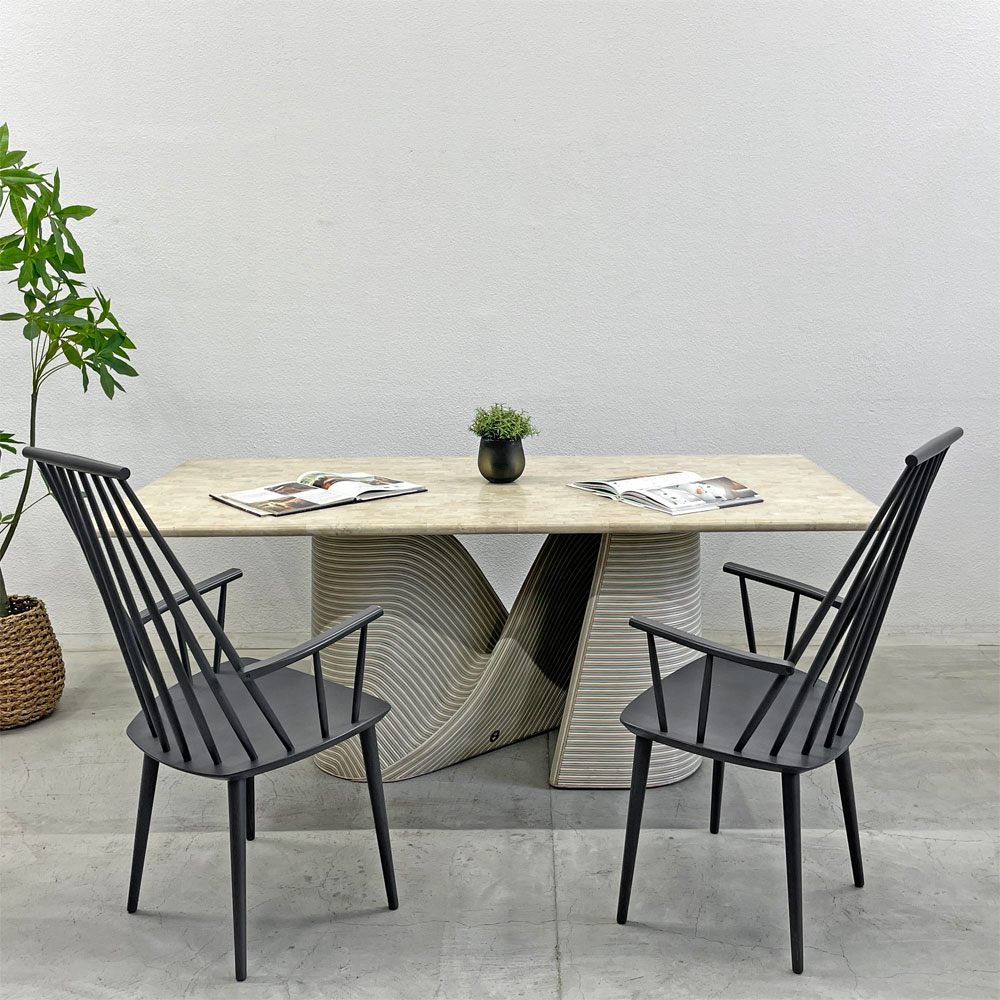 ベティコボンプエ Betty Cobonpue スカルプチャー ダイニングテーブル Scultura DINING TABLE 天然石天板 ラタン脚 モビリア取り扱い 80年代 〓