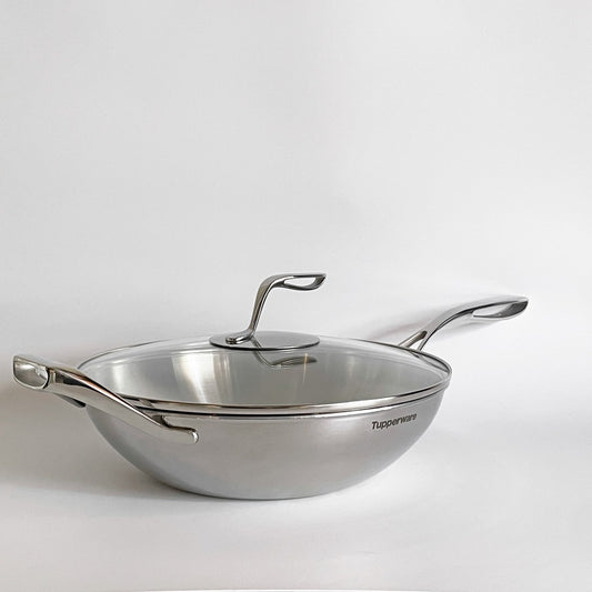 タッパーウェア Tupperware マストロクックウェア Mastro Cookware ウォック 32cm フライパン 5L 片手鍋 サイドハンドル付 ガラス蓋付 アメリカ ■