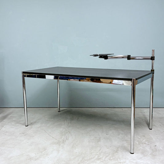 ユーエスエムハラー USMハラー USM Haller モジュラーファニチャー ハラーテーブル ワークデスク W150cm トレイ付きスイングアーム付き オーク材ブラック 高さ調整機能付き アジャスター スイス ◎