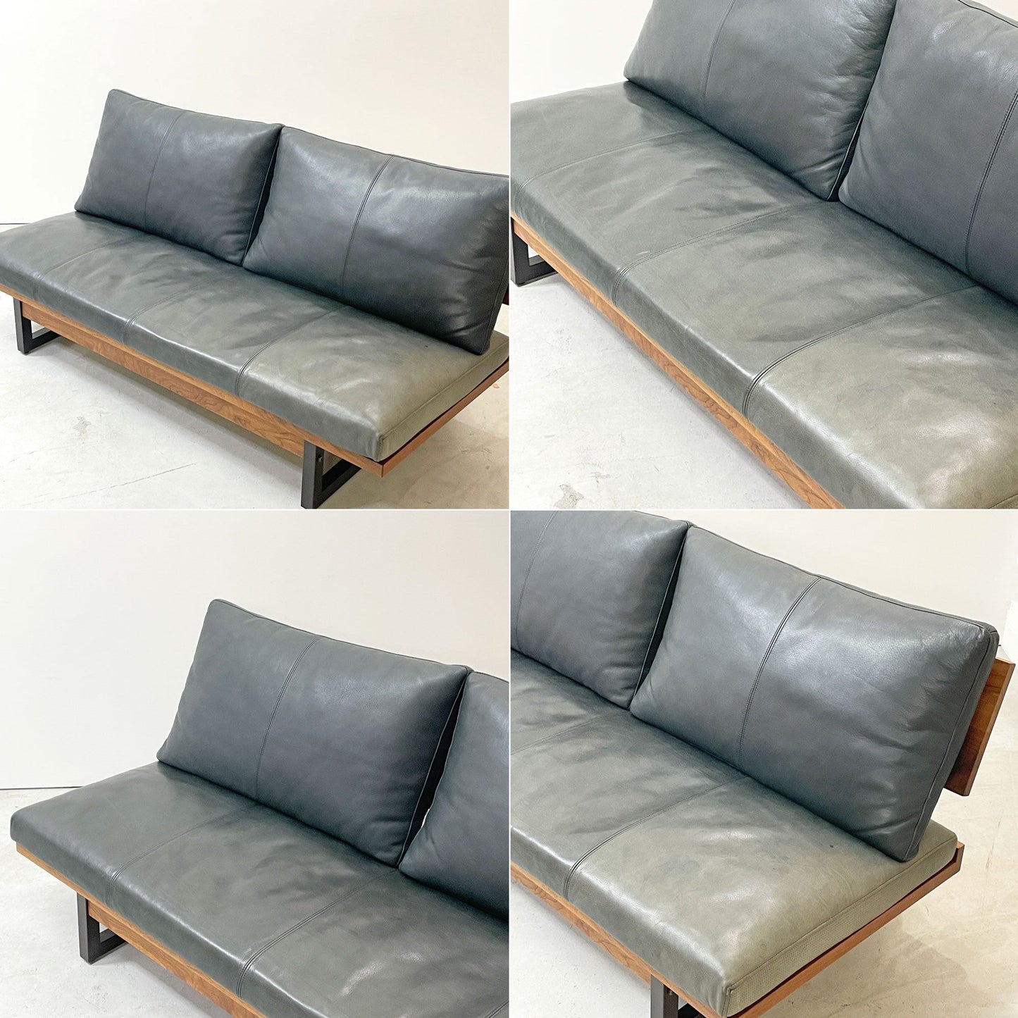 広松木工 hiromatsu フレックス FREX 168 3シーターソファ ウォールナット 本革 ブラック カバーリング 合計定価約￥633,600- ●