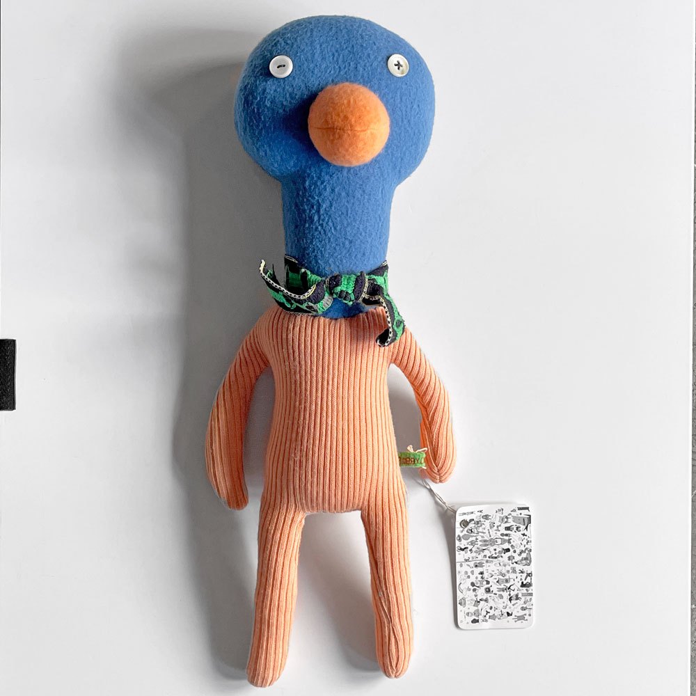 ボビーダズラー BOBBY DAZZLER 鳥のぬいぐるみ ブルー×オレンジ ハンドメイドドール 人形 H46.5cm イギリス ■