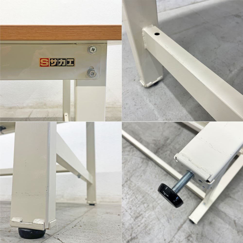 サカエ 中量作業台 アイボリー W180cm テーブル デスク メラミン天板 ホワイト 耐荷重500kg アジャスター付き 参考価格72,900円 〓