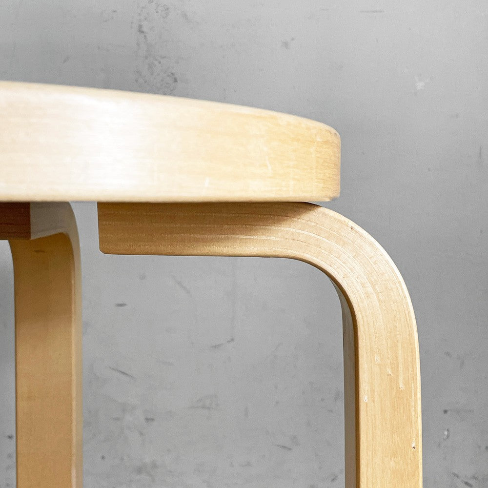 アルテック artek × 無印良品 MUJI バーチ材スツール E60 ブラウンラミネート コーティングなし 4本脚 アルヴァ・アアルト フィンランド 北欧家具 廃番 ■