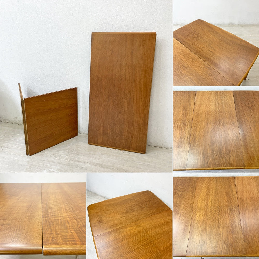 USビンテージ US Vintage ウォールナット材 エクステンション ダイニングテーブル W112.5-224.5cm 伸長式 北欧スタイル ●
