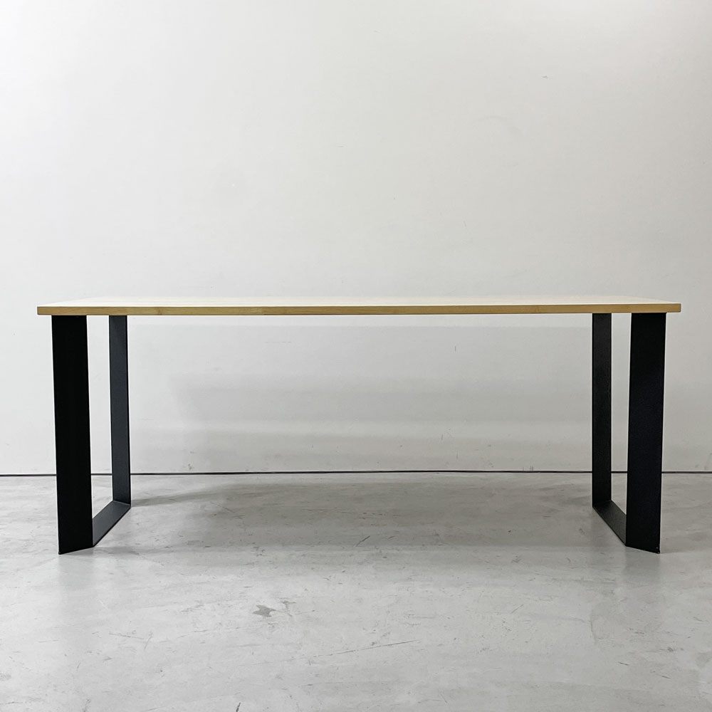 かなでもの KANADEMONO ザ・テーブル THE TABLE デスク ラバーウッド材 Slash_Square脚 ブラックスチール脚 W170 x D80cm ●