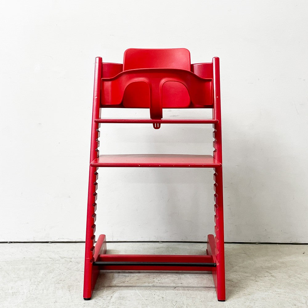 ストッケ STOKKE トリップトラップ TRIPP TRAPP ベビーチェア キッズチェア S/N4～ ガード・グライダー付き レッド ノルウェー 北欧家具 ●