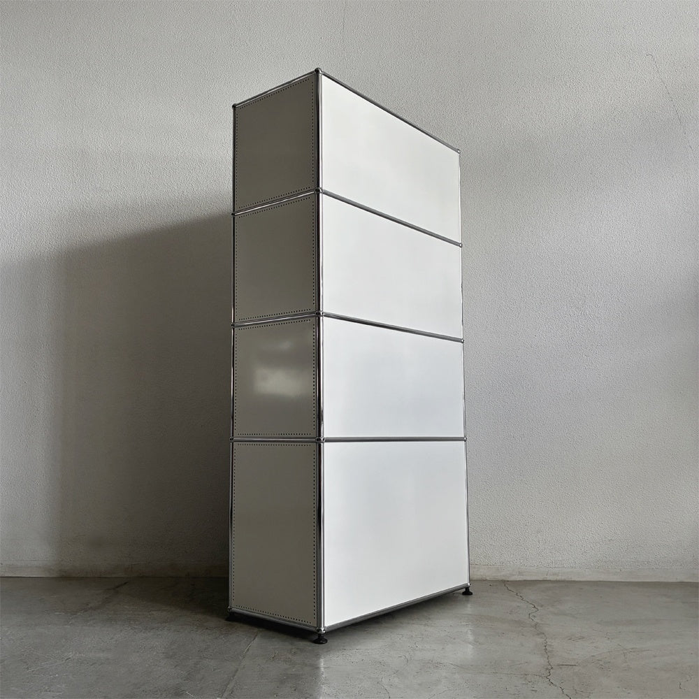 ユーエスエムハラー USMハラー USM Haller キャビネット シェルフ 1列4段 ドロップダウンドア×3 廃番パスコBOX2個付き W77×D37×H159cm 参考合計価格 約￥365,166の品 〓