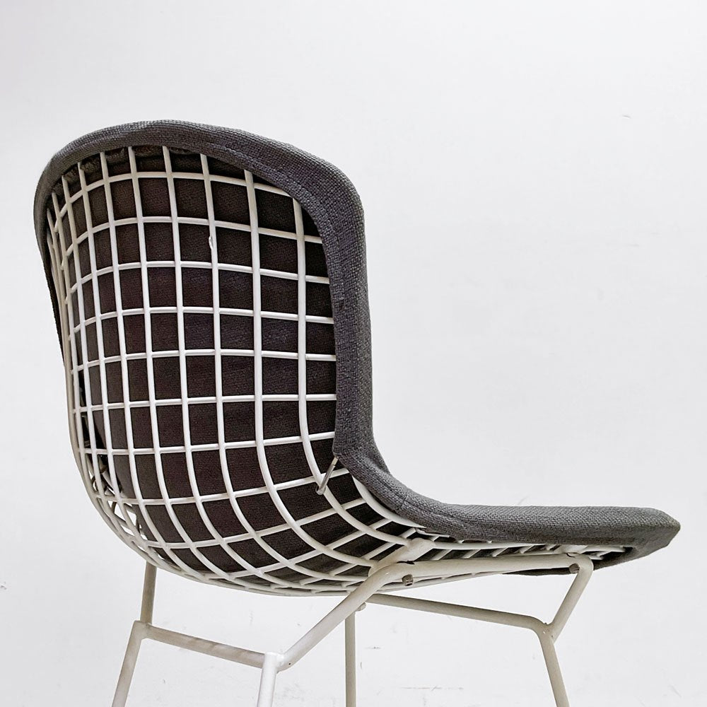 ノル Knoll 420 サイドチェア ワイヤーチェア ダイニングチェア ホワイト × グレー ファブリック フルカバー仕様 ハリー・ベルトイア ミッドセンチュリー ビンテージ ●