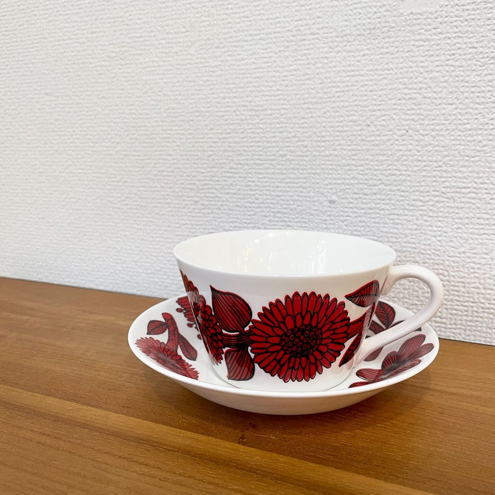 グスタフスベリ GUSTAVSBERG レッドアスター RED ASTER コーヒーカップ＆ソーサー C/S スティグ・リンドベリ スウェーデン 北欧食器 復刻品 ◎