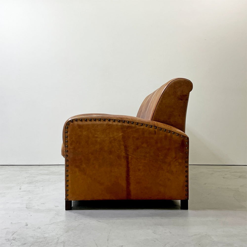 トラックファニチャー TRUCK FURNITURE レザーソファ LEATHER SOFA 3シーター 牛革 ブラウン 参考定価￥610,000- 廃番 ●