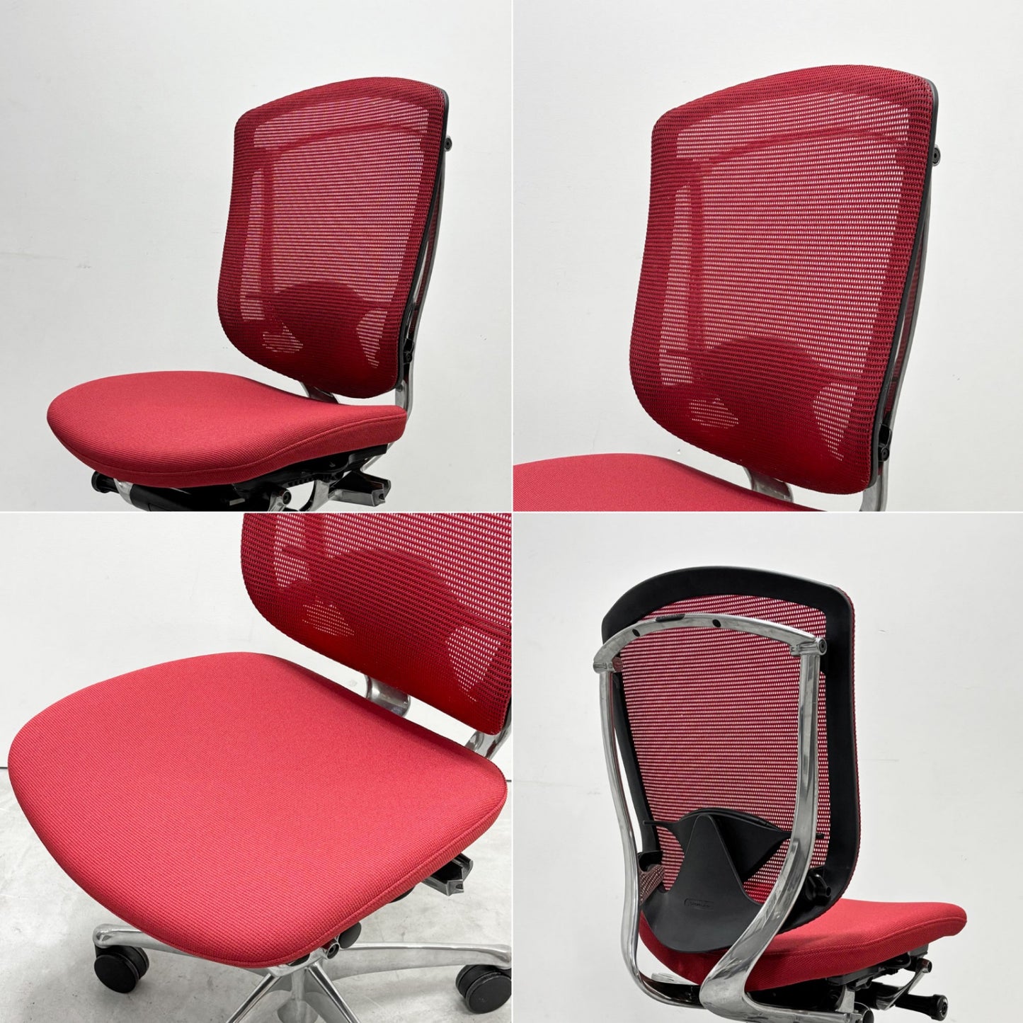 オカムラ okamura コンテッサ Contessa オフィスチェア スタンダードタイプ ランバーサポート付 CM32AB FBF9 メッシュ レッド 現状品 ●