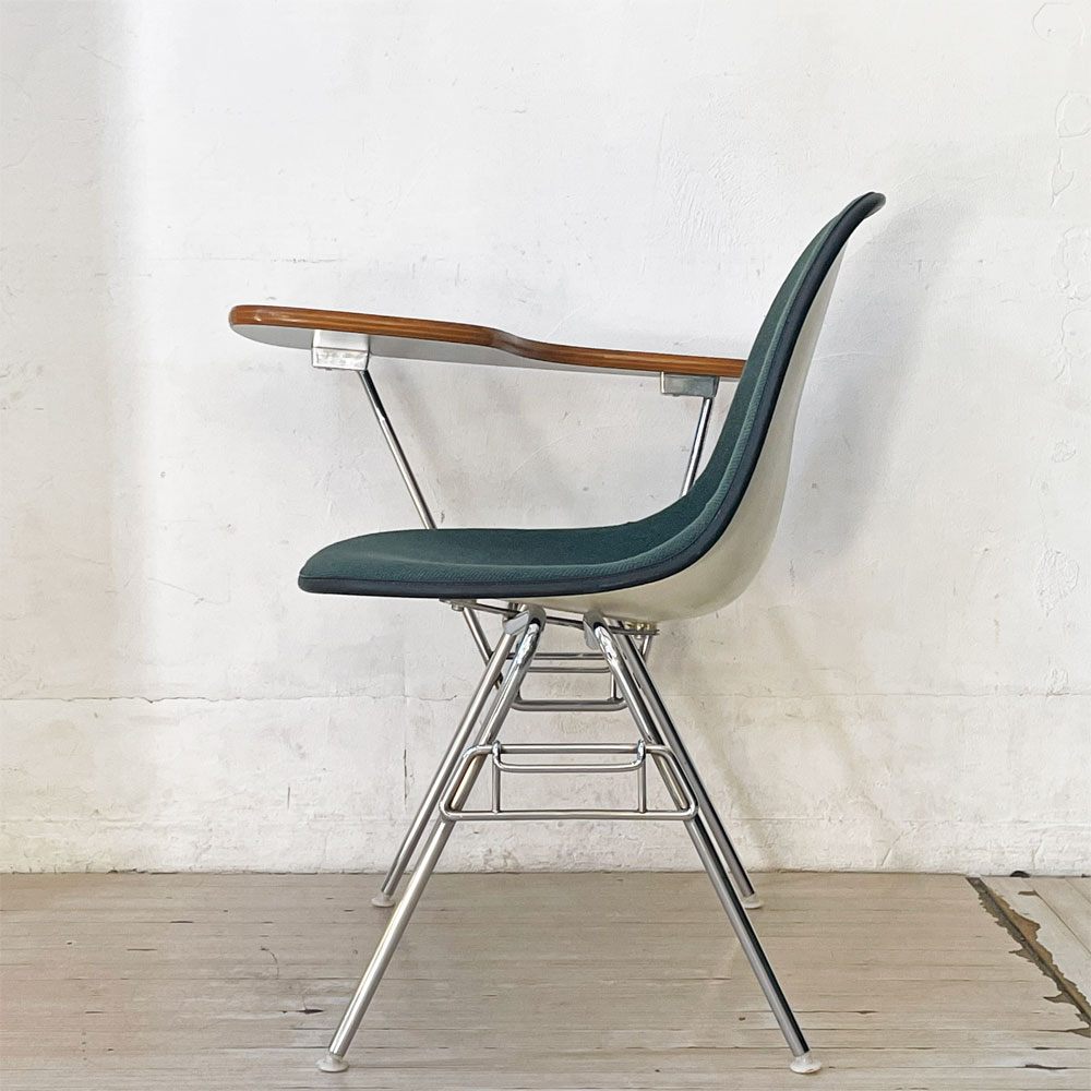 ハーマンミラー Herman Miller サイドシェルチェア セカンド 2nd ビンテージ アプホルスター スクールベース スタッキングベース 肘掛けテーブル付 イームズ ミッドセンチュリー E ★