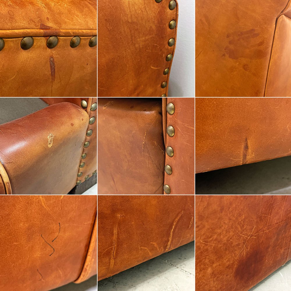 トラックファニチャー TRUCK FURNITURE レザーソファ LEATHER SOFA 3シーター 牛革 ブラウン 参考定価￥610,000- 廃番 ●